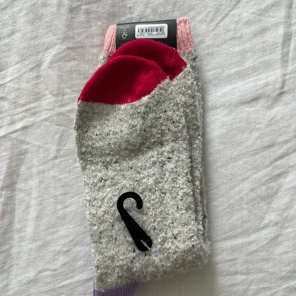J. Crew Cozy Crew Socks with Pink & Purple Accents - Picture 3 of 5